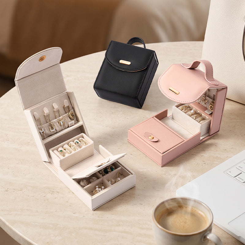 Cross-border Portable Jewelry Box A Compact Travel-sized Organizer For On-the-go Use