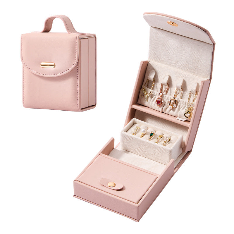 Cross-border Portable Jewelry Box A Compact Travel-sized Organizer For On-the-go Use