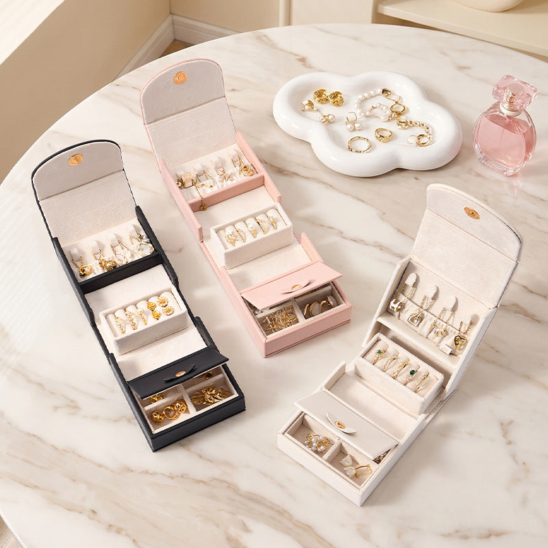 Cross-border Portable Jewelry Box A Compact Travel-sized Organizer For On-the-go Use