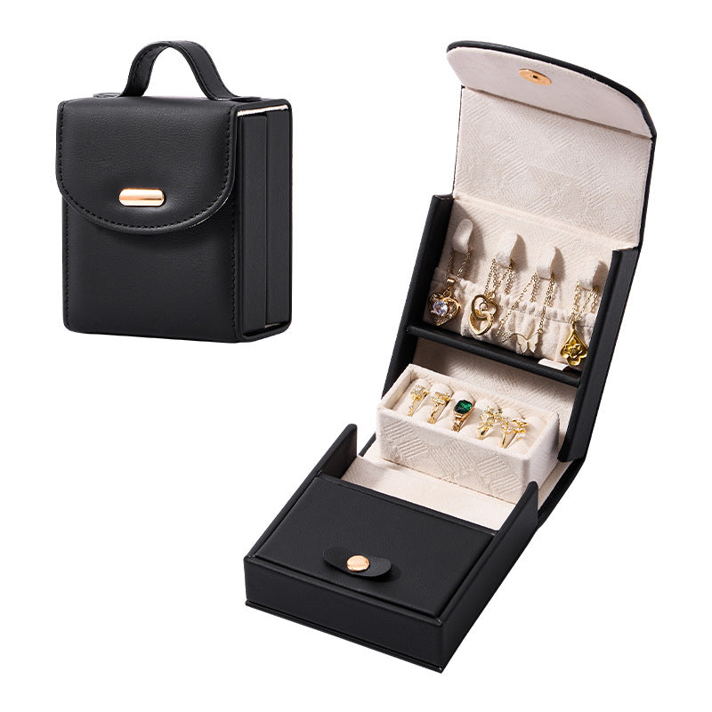 Cross-border Portable Jewelry Box A Compact Travel-sized Organizer For On-the-go Use